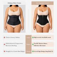 Double Layer Waist Trainer Zipper Hooks 19 Bones