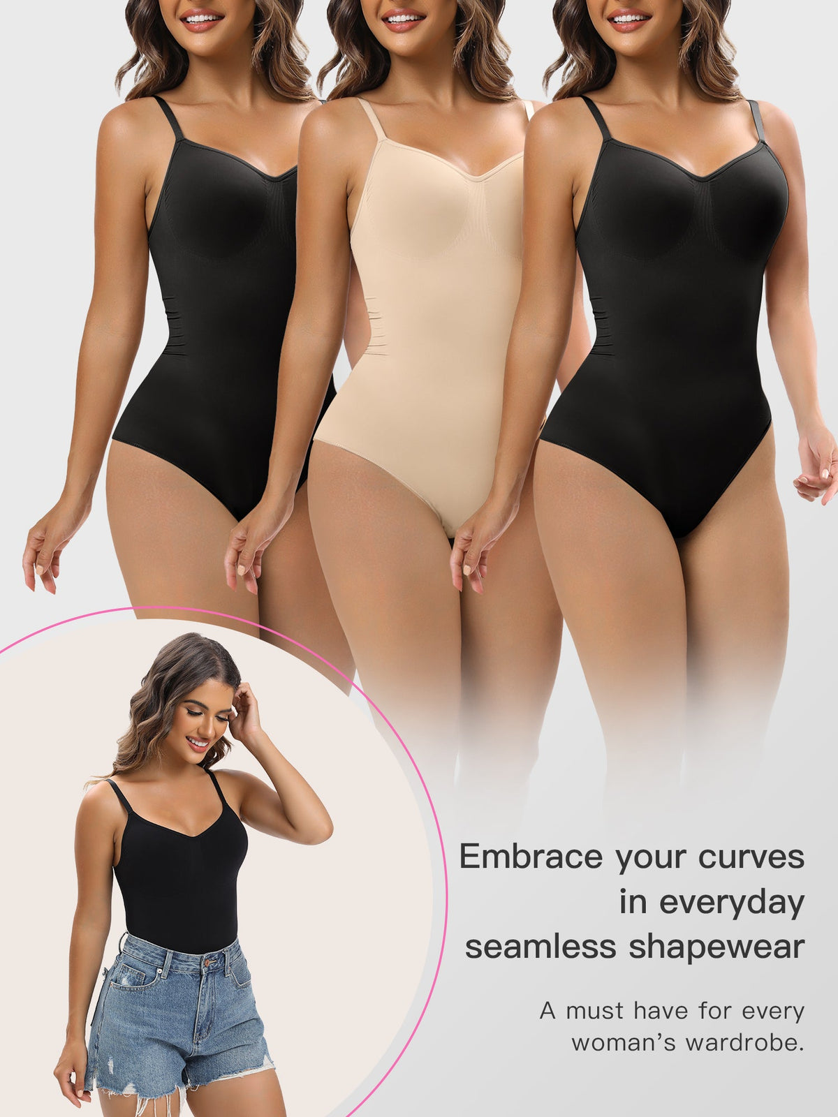 Seamless Sculpt Adjustable Strap Brief Bodysuit