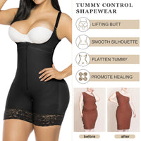 Open Bust Front Zip Mid-Thigh Faja Bodysuit