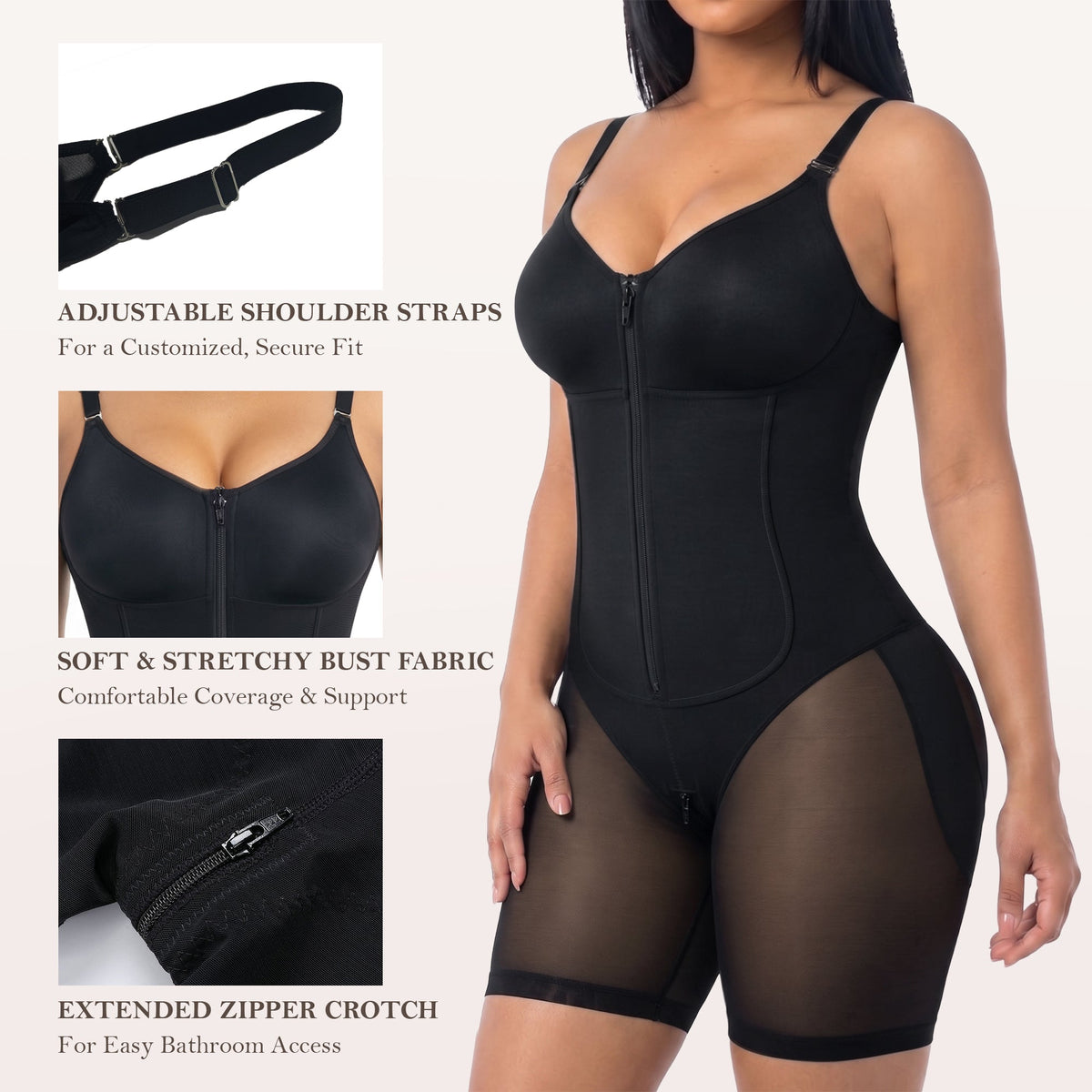 U-Shaped 3-Layer Fajas Shapewear Bodysuit