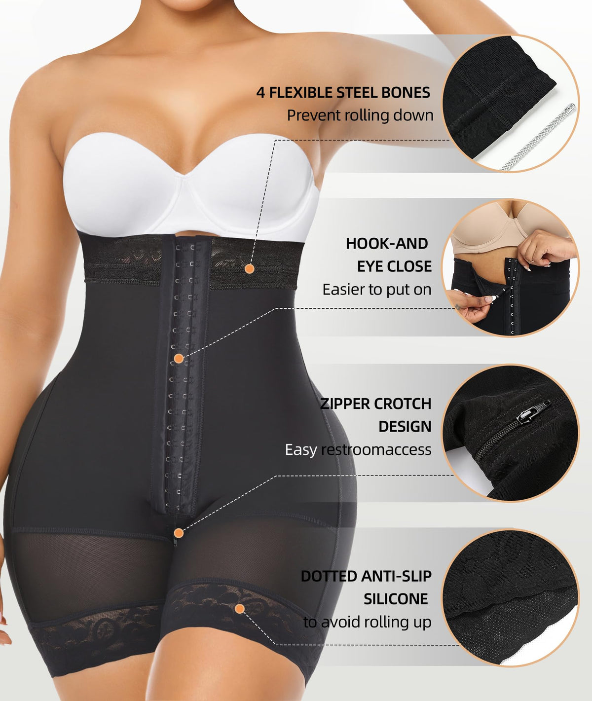 Strapless Tummy Control Mid-Thigh Shorts Faja