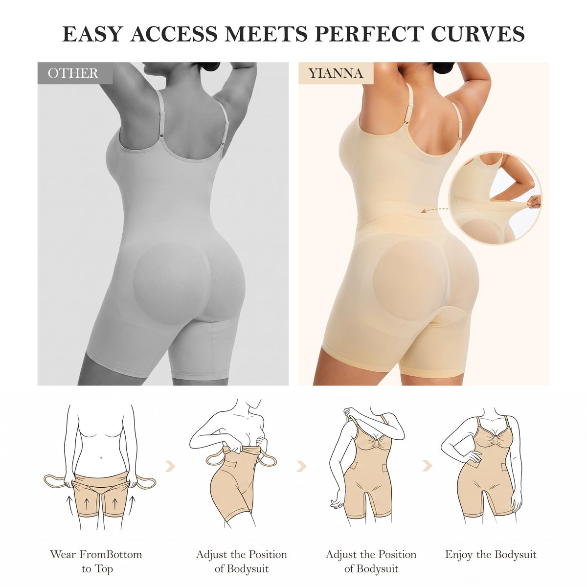 Tummy Control Shapewear Back-Opening Bodysuit
