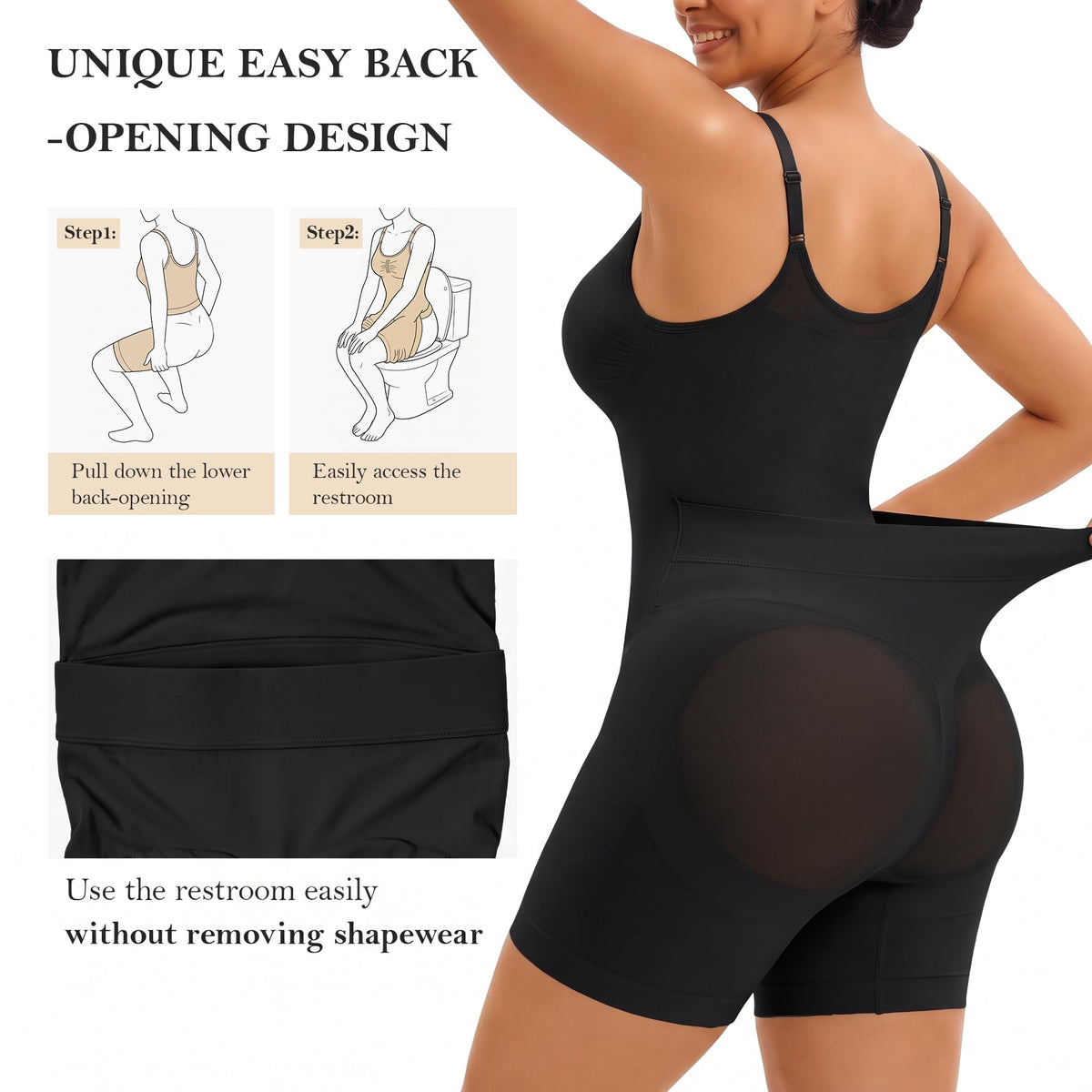 Tummy Control Shapewear Back-Opening Bodysuit