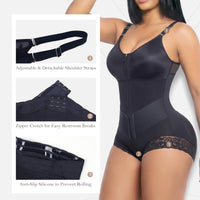 V-Panel Tummy Control Front Zip Brief Cut Faja Bodysuit
