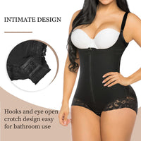 Open Bust Front Zip Brief Cut Faja Bodysuit