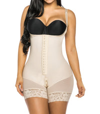 Open Bust Front Hook Mid-Thigh Faja Bodysuit