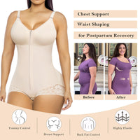 Side Bust Padded Front Zip Brief Cut Bodysuit